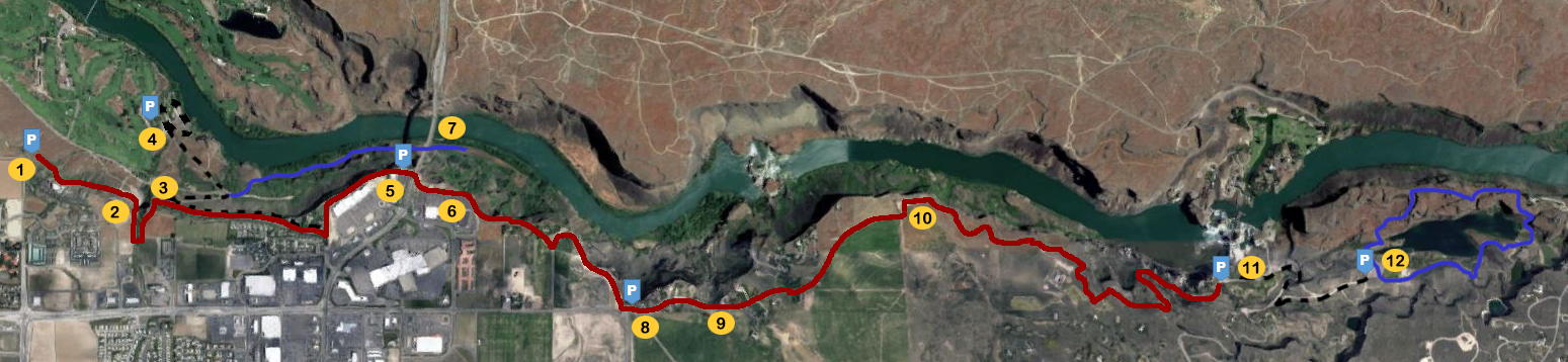 Satellite view of the Snake River Rim Trail