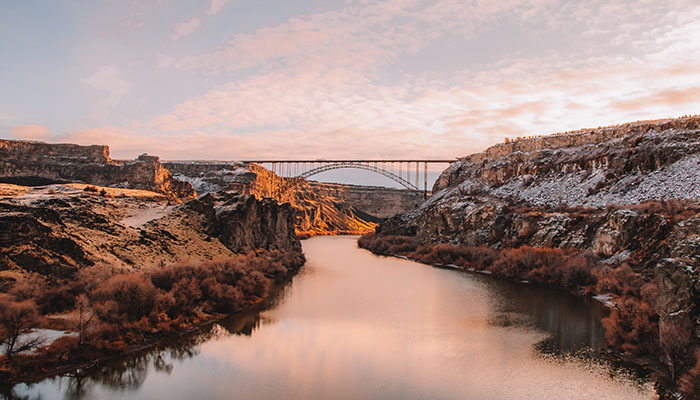 Perrine Bridge, Snake River, Canyon, Winter, Sunrise