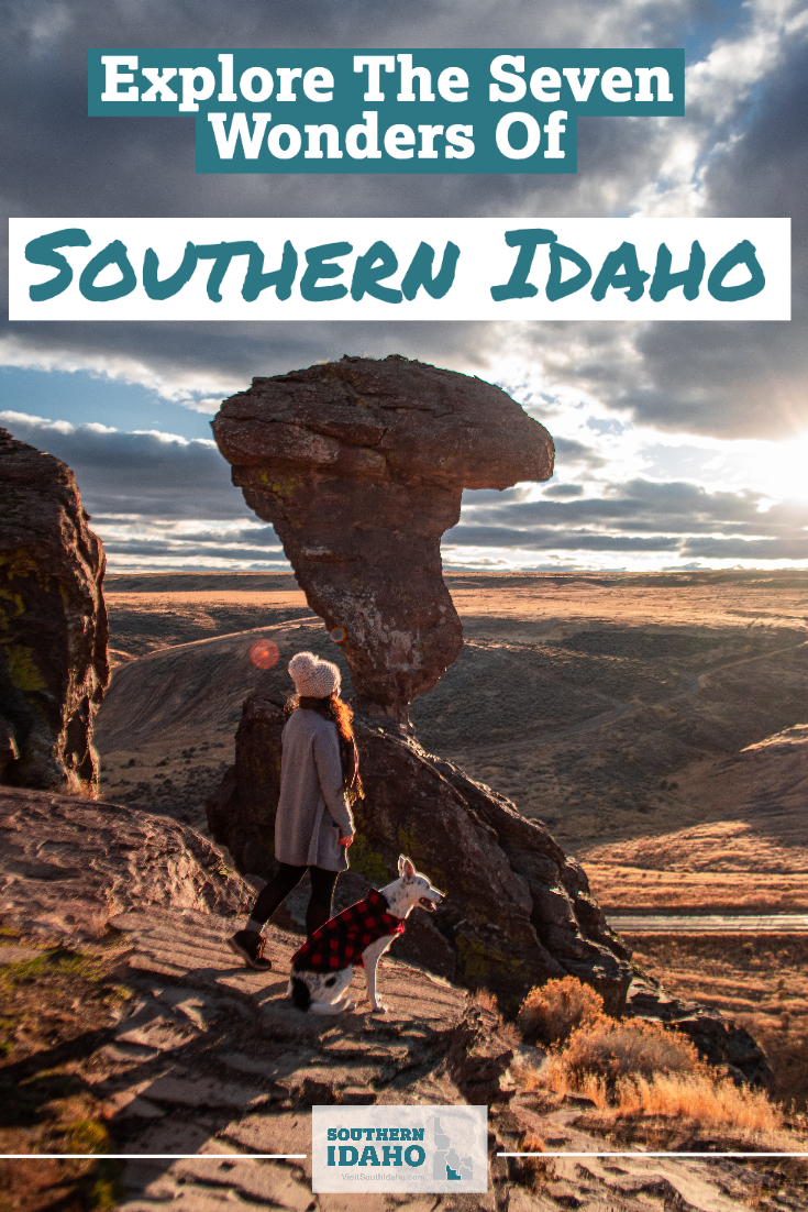 The seven wonders of Southern Idaho (near Twin Falls) include Balanced Rock, Shoshone Falls, the many hot springs in the area, Shoshone Ice Cave, City of Rocks, and more!