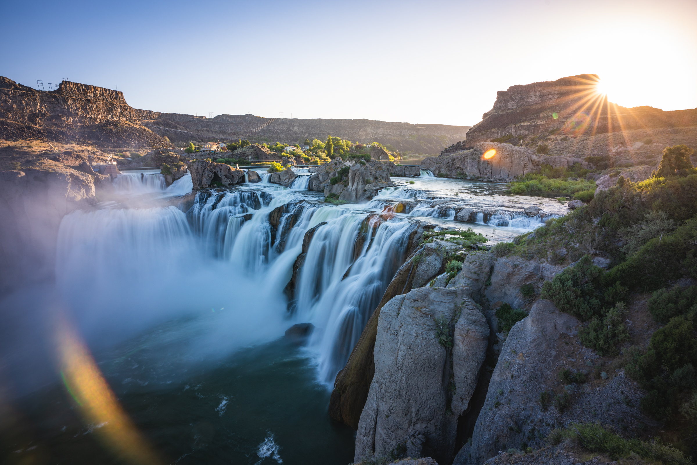 Shoshone Falls Morning Sunrise, Medium Flows, Summer, Twin Falls, Idaho, Beautiful, Waterfall