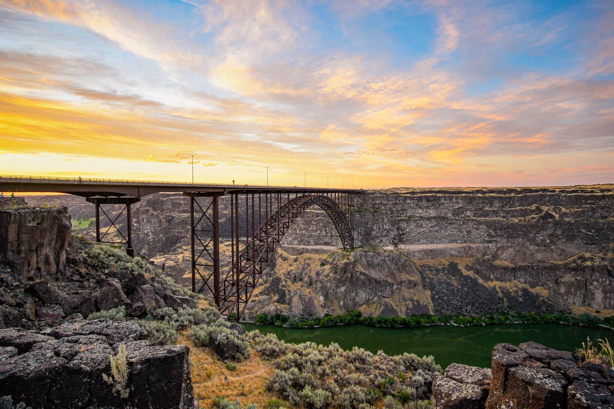 Perrine Memorial Bridge at sunrise.