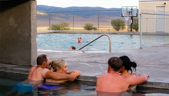 Family hot springing at Durfee Hot Springs located in Almo Idaho.