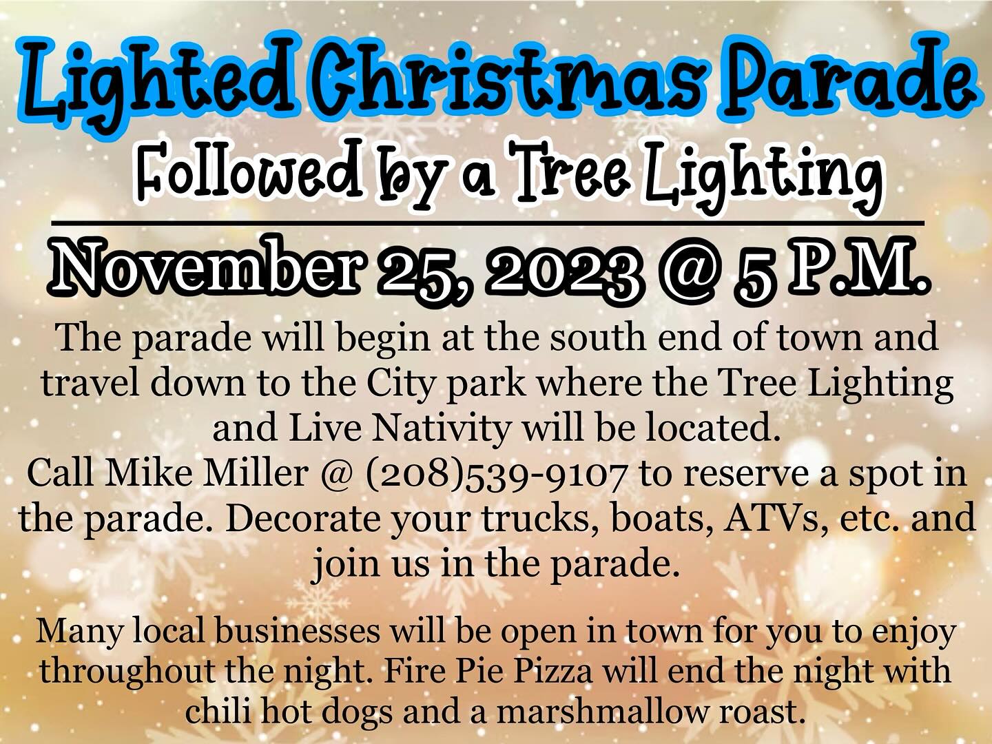 An informational graphic for the Lighted Christmas Parade.