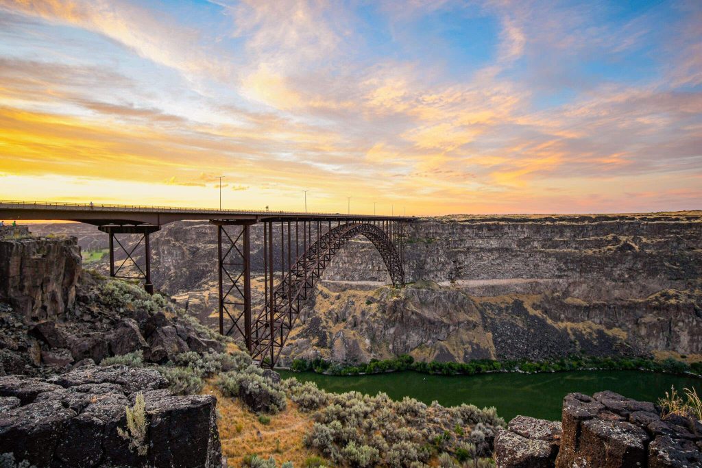 The Perrine Bridge spanning across the Snake River and Snake River Canyon.