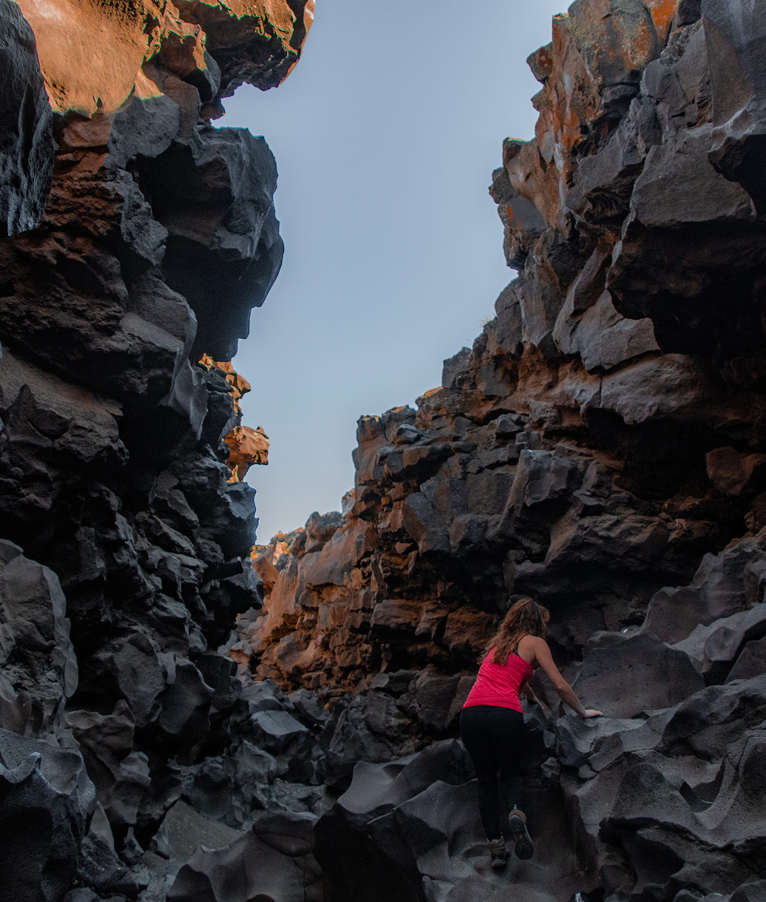 A woman hikes the Black Magic Slot Canyon located north of Shoshone in Southern Idaho.
